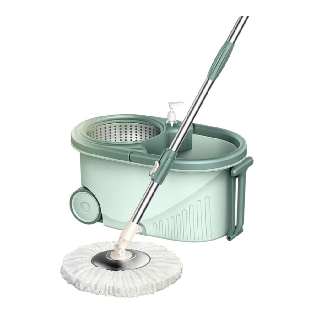 Green Spin Mop and Bucket Set